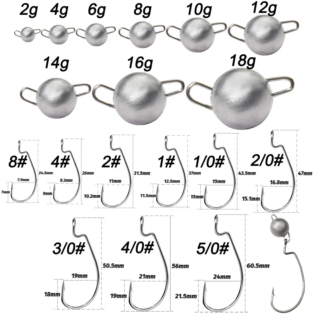 5pcs Metal Jig Head Worm Hooks - đánh giá và giá Fishing Hook Offset